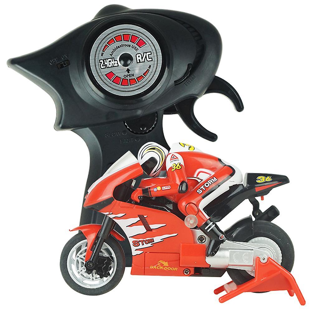 Haloppe Mini RC Motorcycle High Speed Radio Controlled 2.4GHz Motorbike Children Toy Red