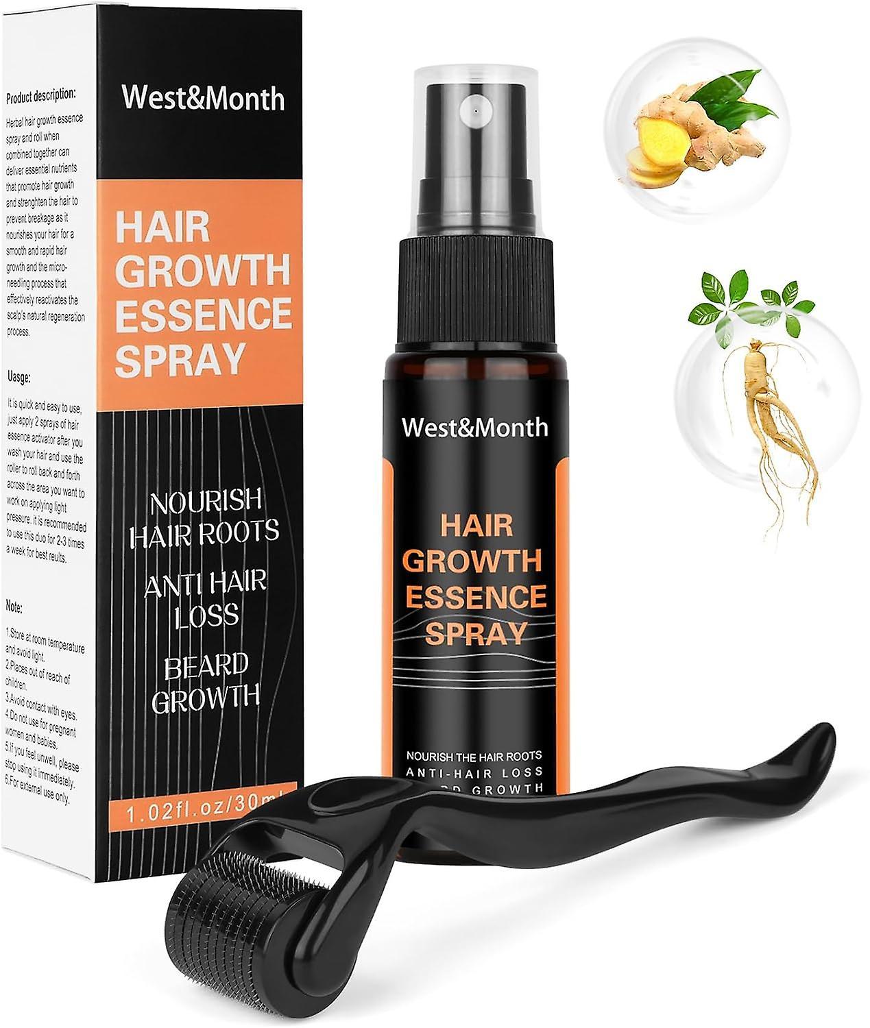 Hoh Derma Roller And Hair Growth Serum Kit, Hair Growth Spray, Beard Oil With Derma Roller, Hair Growth Oil Spray Stimulate Beard Hair Growth Thick...