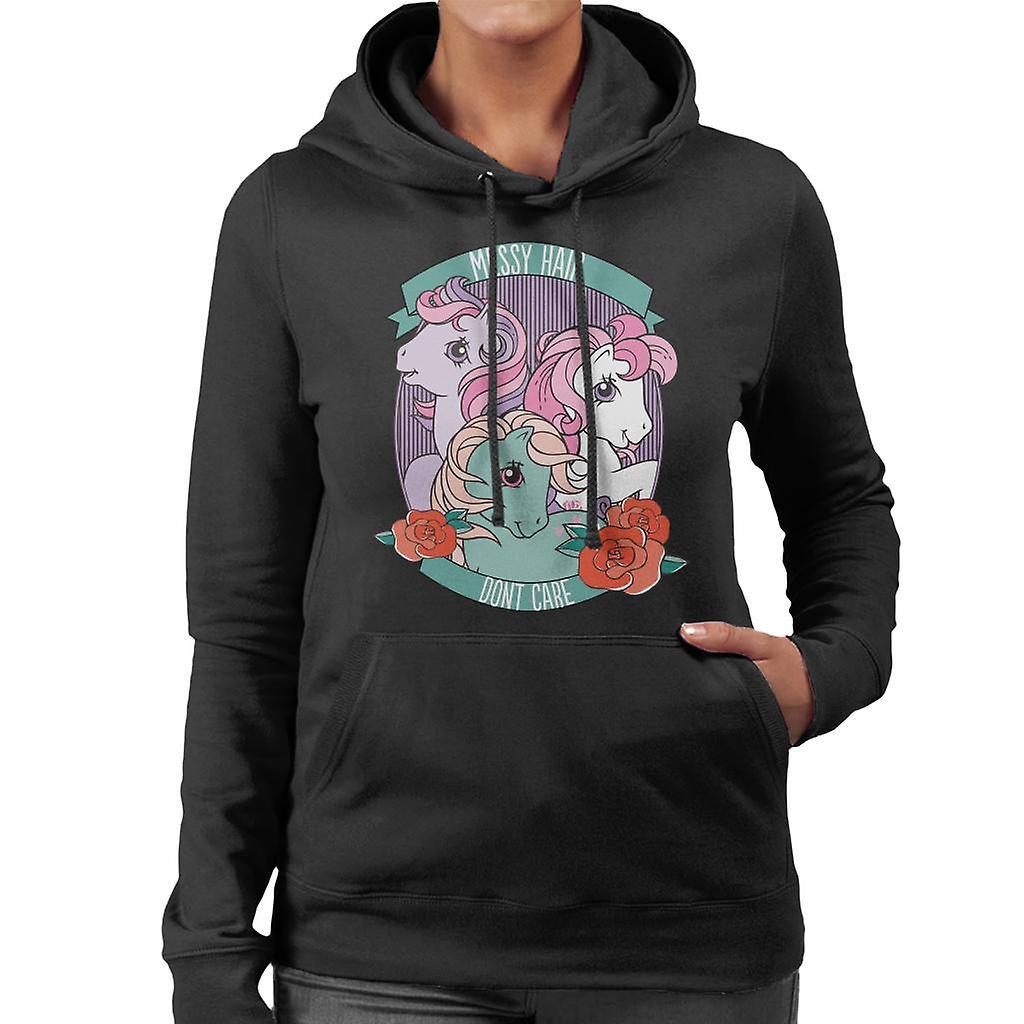 My Little Pony Messy Hair Dont Care Women's Hooded Sweatshirt Black Small