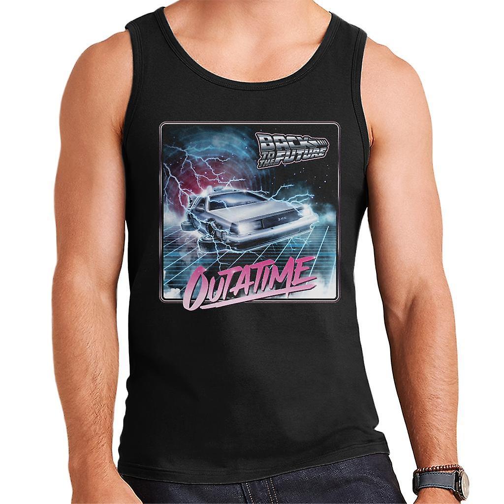 Back to the Future Delorean Lightning Outatime Men's Vest Black Medium