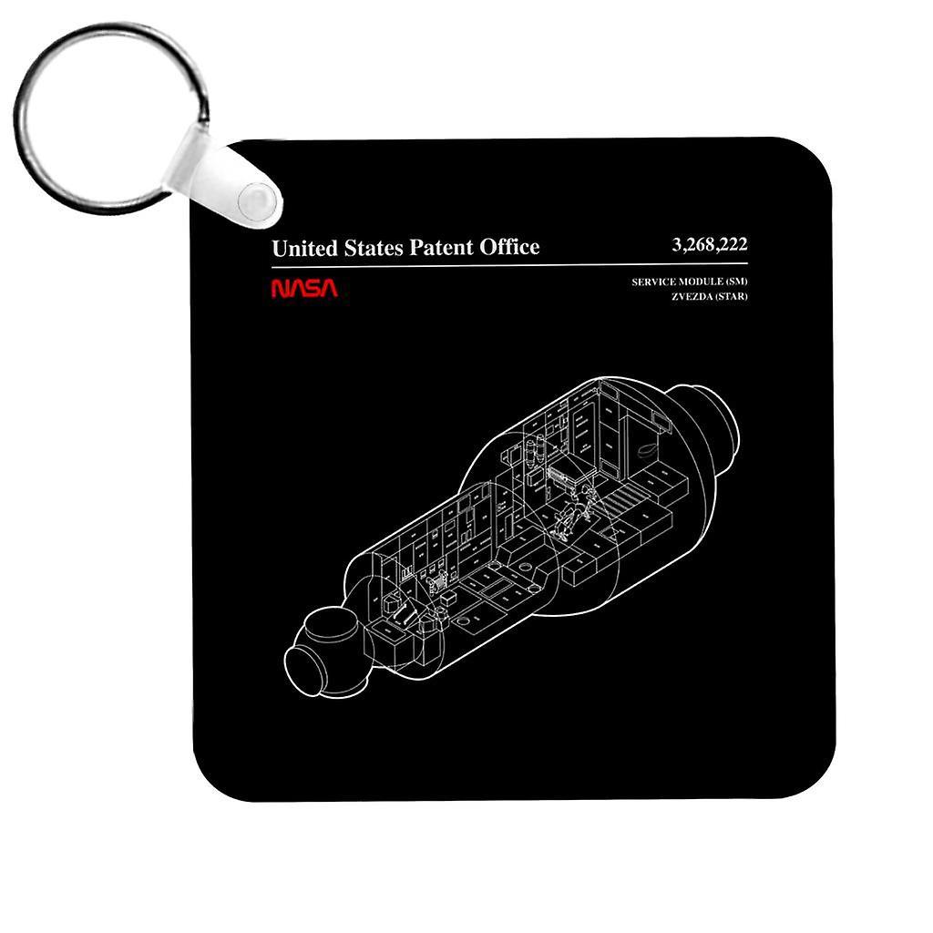 NASA Russian Service Module Blueprint Keyring Black 5cm x 5cm