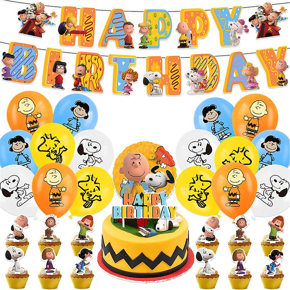 Ochime Snoopy Theme Birthday Party Supplies Kit Includes Banner Cake Cupcake Topper Balloons Sets Decoration