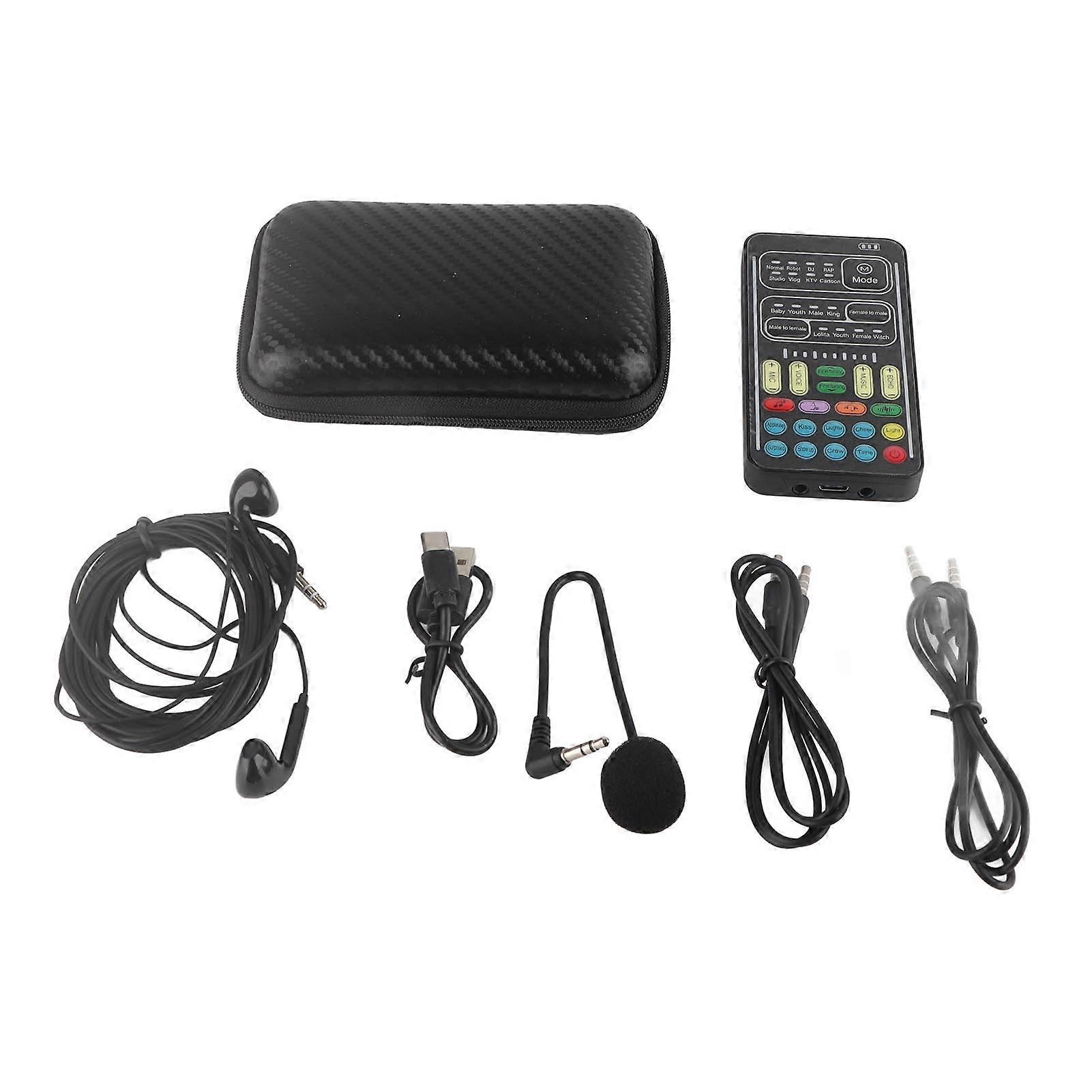 Pcpc I9 Voice Changer Set Multifunction Portable Recording Mini Sound Card for Game Anchor Recording Computer English Version