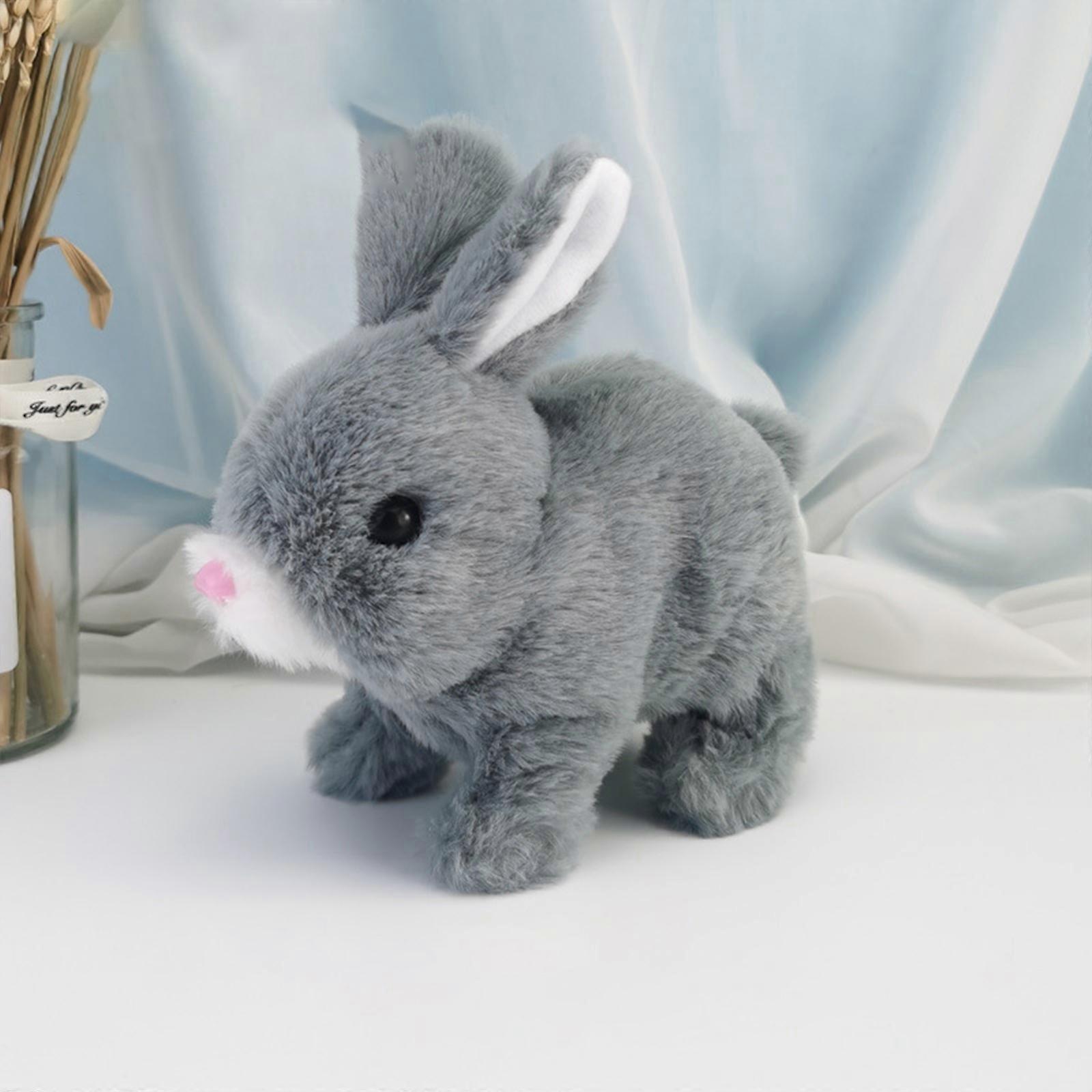 Unbrand Robot Rabbit Electronic Rabbit Plush Pet Interactive Animal Toys Walking Jumping Toys For Children's Gifts gray