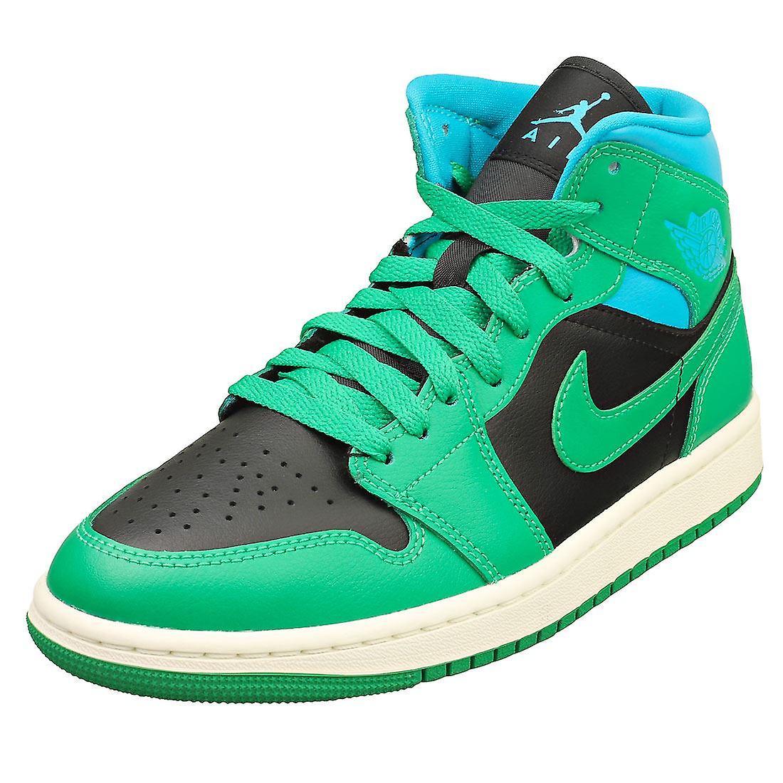 Nike Air Jordan 1 Mid Womens Fashion Trainers in Black Green 7.5 UK