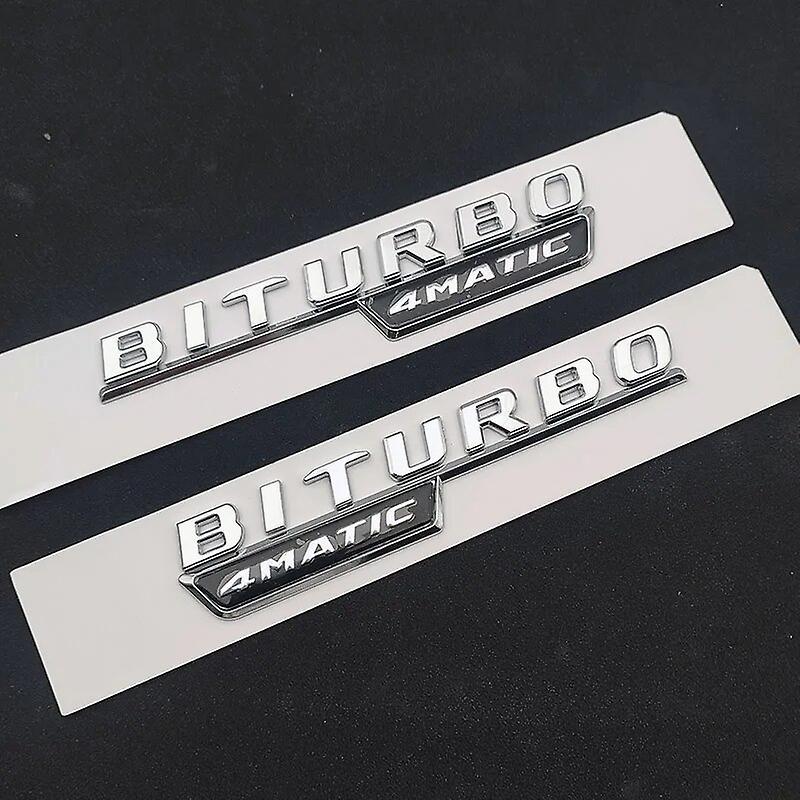 Hikig 3d Abs Chrome Black Car Rear Trunk Badge Sticker Logo Glc 43 Biturbo 4matic Emblem For Mercedes Glc43 Amg X253 Accessories Fender Silver 2pcs