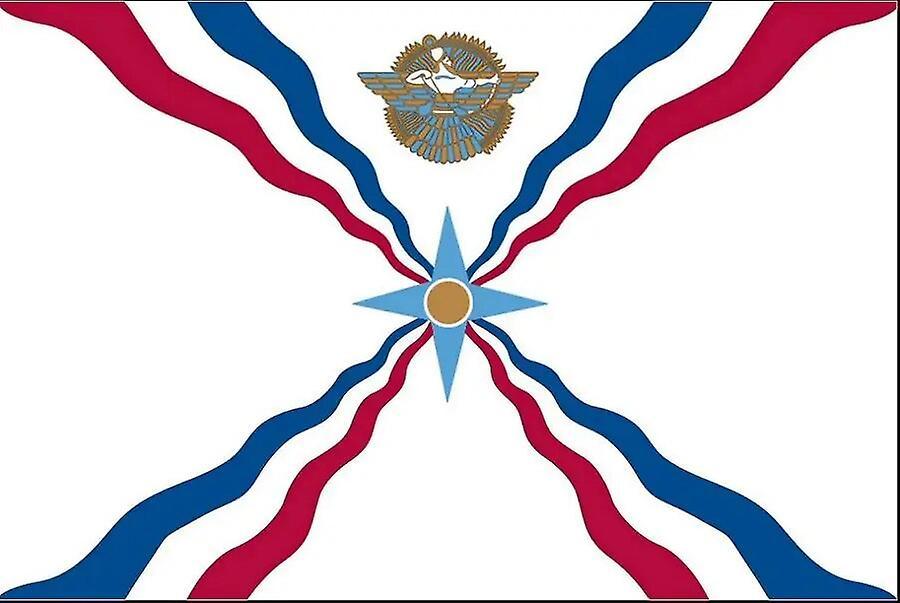 Scitoo Custom Flag 90*150cm (3x5ft)  Polyesterany   Assyrian Flag Blue and White Stripe 90 x 150cm