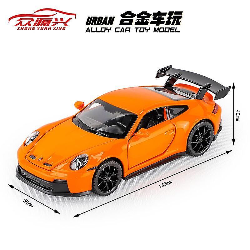 1:32 Porsche 911 Gt3  Diecast Metal Alloy Model Car Sound Light Pull Back Collection Kids Toy Gifts F582 Toy Cars Orange With box