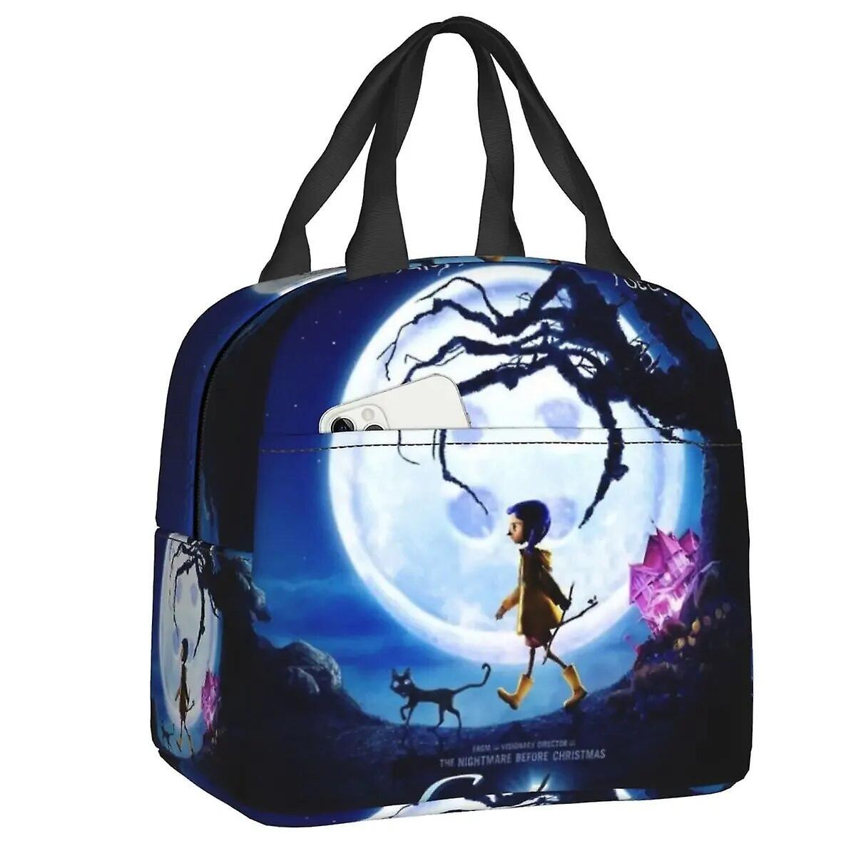 Smytv Coraline Insulated Lunch Bag For School Office Halloween Horror Movie Resuable Thermal Cooler Lunch Box Women Children Food Tote 2 22x20x10cm...