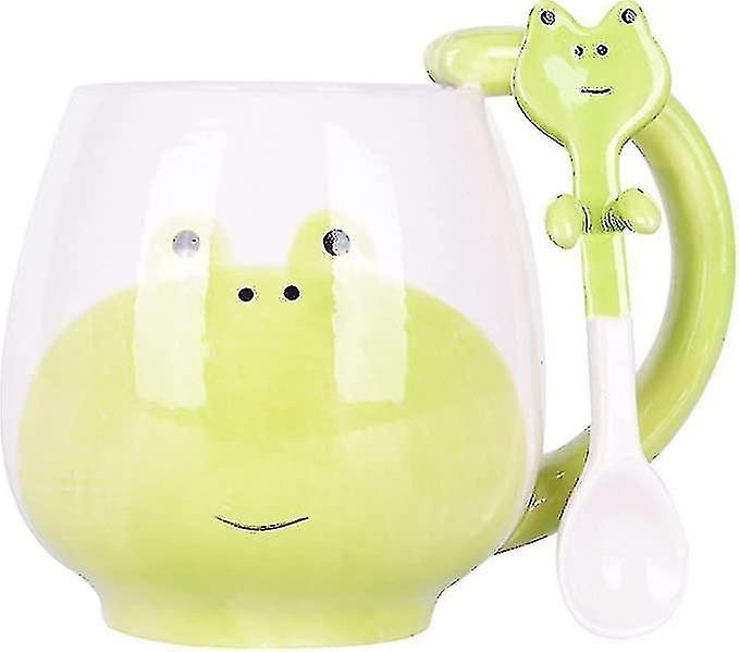 Get It Xmas gift Cute Coffee Mug Frog Animal Ceramic Coffee Mug With Spoon Funny Mug Novelty Cup, Ceramic Mug Gift,15 Oz