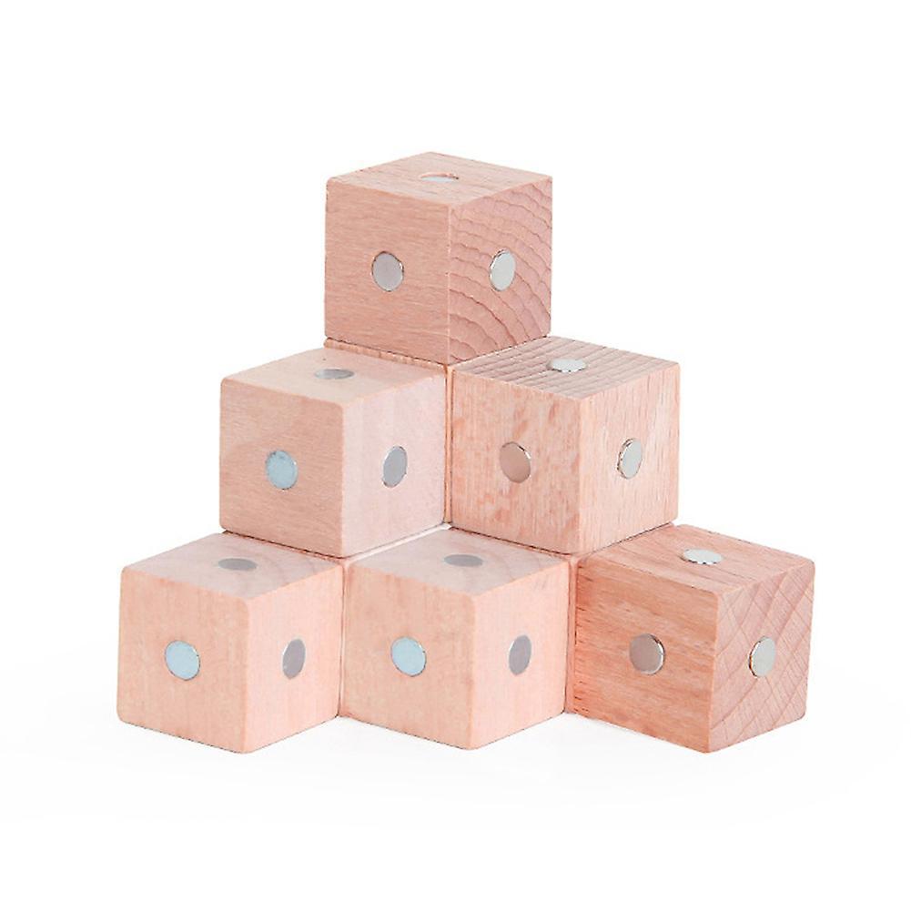 Haloppe 10Pcs Wooden Magenetic Cubic Blocks Bricks DIY Building Educational Kids Toy Wood