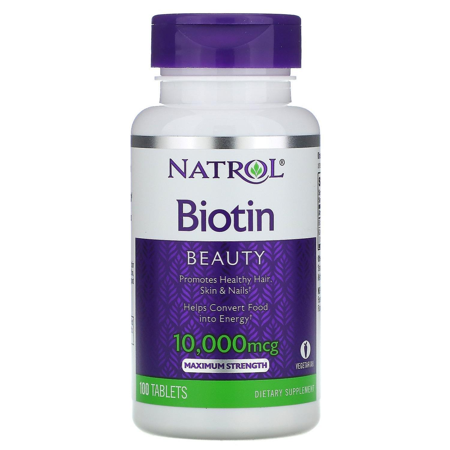 Natrol, Biotin, Maximum Strength, 10,000 mcg, 100 Tablets