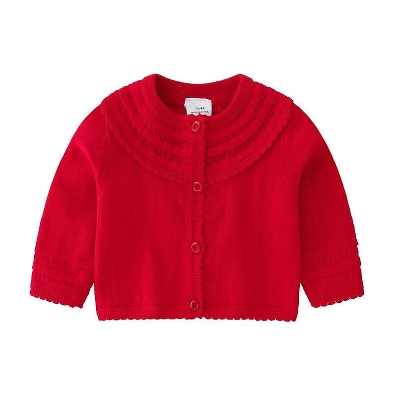 Slowmoose Knitted Long Sleeve Cotton Cardigan Sweater - Newborn Clothing Red 12M