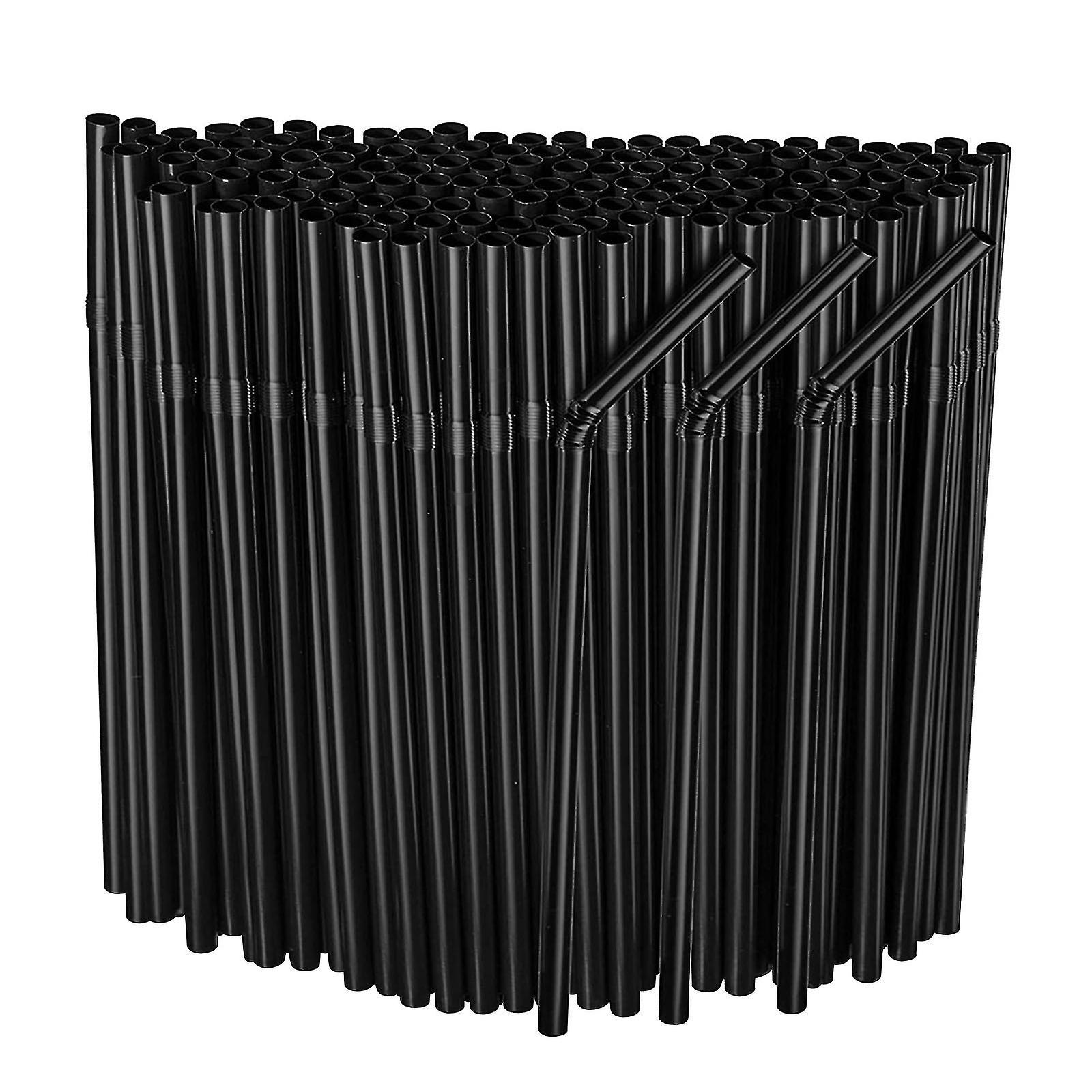 Disposable Straws Flexible Disposable Drinking Straws - Black 6 x 210 mm 100 pcs