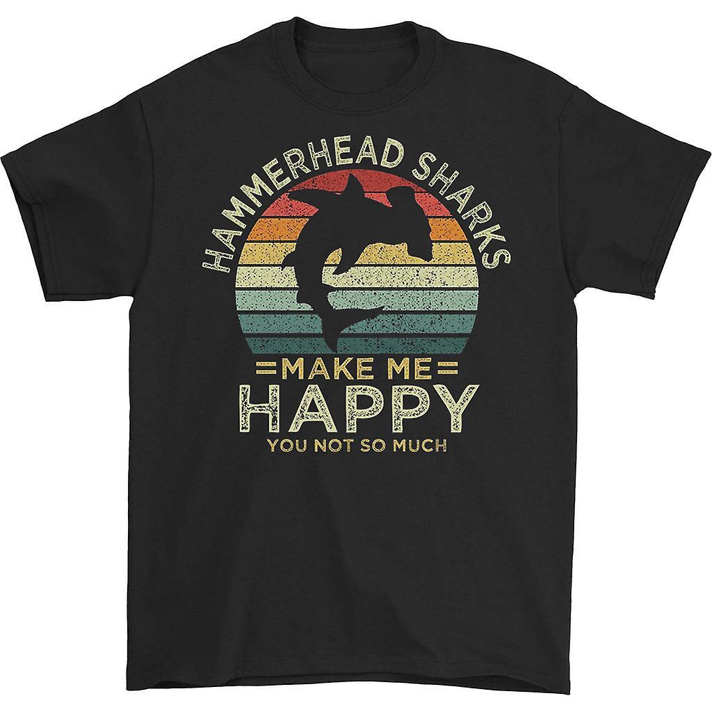 HISHARK Hammerhead sharks make me happy t-shirt black L