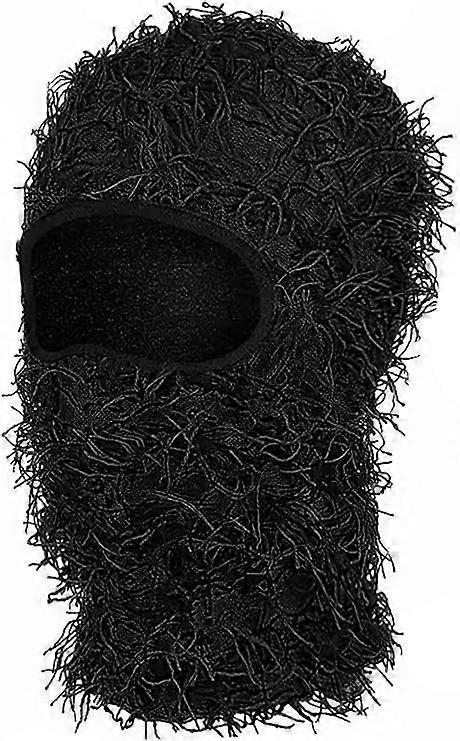 Unbrand Men's Distressed Balaclava Face Mask Ski Mask Full Face Beanie Mask Winter Windproof Warming Knitted Mask for Men Women black