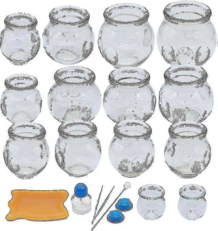 Xixi Cupping Therapy Sets,14 Cups Thick Chinese Acupoint Glass Cupping Therapy Set For Professionals,for Massage Back And Relieve Fatigue