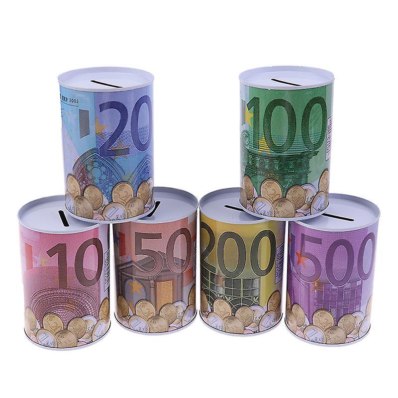 unbrand Euro Dollar Money Box Safe Cylinder Piggy Bank Banks For Coins Deposit Boxes 500 Euro Appearance 13x15