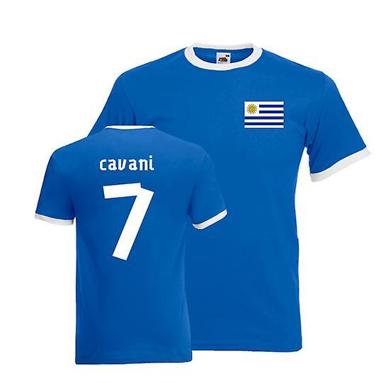 Gildan Edison Cavani Uruguay Ringer Tee (blue) Large (42-44 inch)