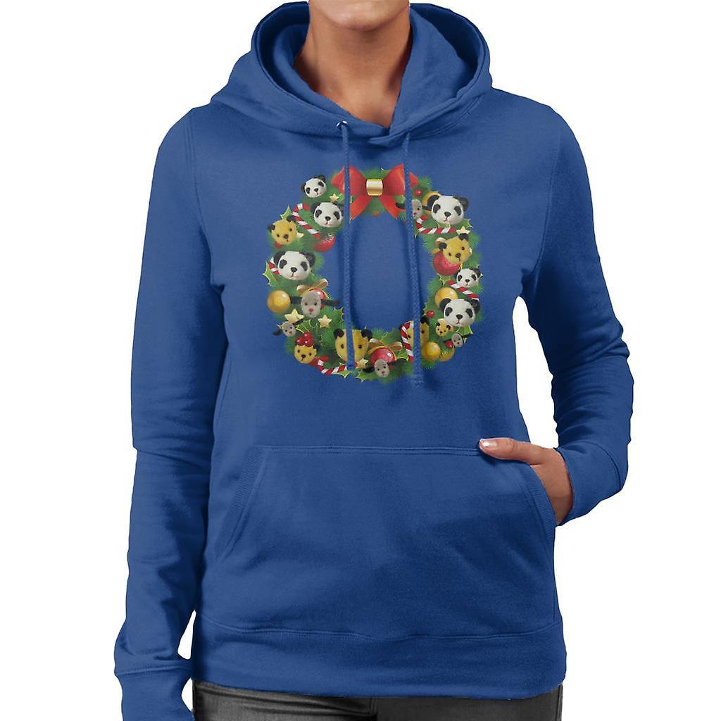 Sooty Christmas Wreath Women's Hooded Sweatshirt Royal Blue XX-Large