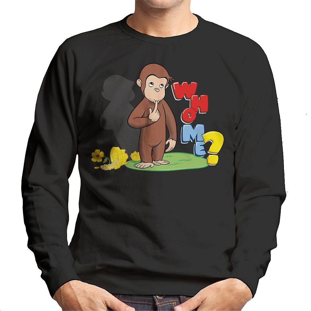 Curious George Broken Flower Pot Who Me Men's Sweatshirt Black Medium