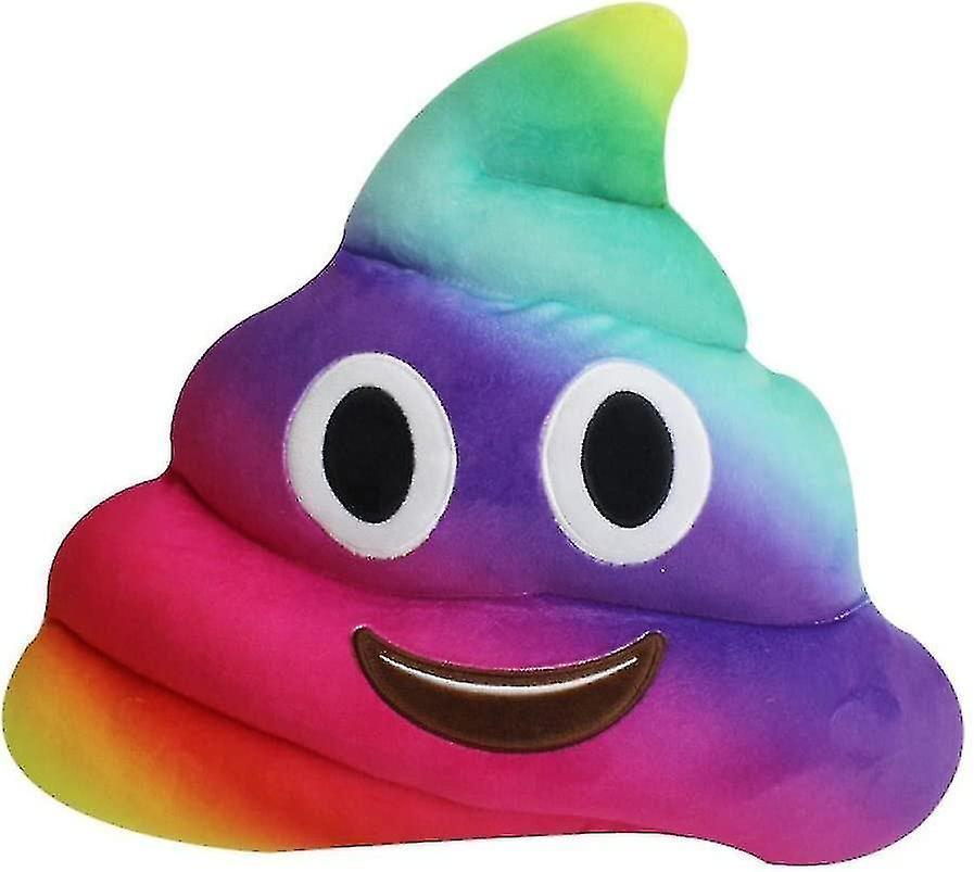 Youlaicai Smiley Poo Shape Rainbow Cushion - Pink Yellow Round Plush Soft Pillow - Emoticon Face Eyes Smile Decoration Toy (smile Poo Rainbow) -gt