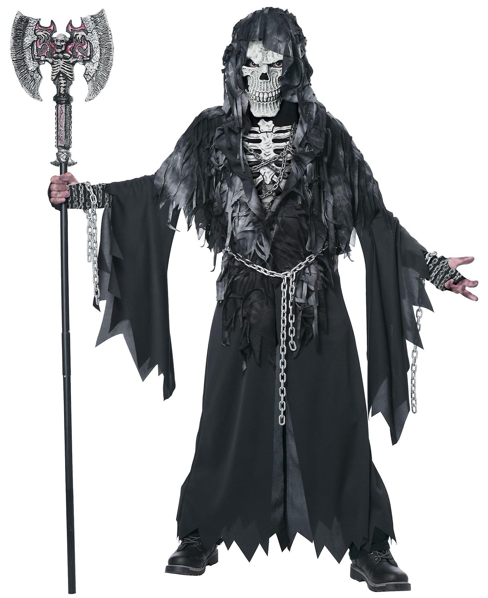 California Costume Collections Evil Unchained Grim Reaper Horror Skeleton Monster Halloween Boys Costume Black X-Large (12-14)