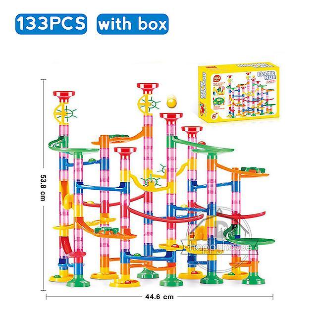 Marble Run Race Track Building Blocks Kids 3d Maze Ball Roll Toy Diy Marble Run Race Coaster Set 80/105/109/133pc Christmas Gift - Marble Runs - 13...