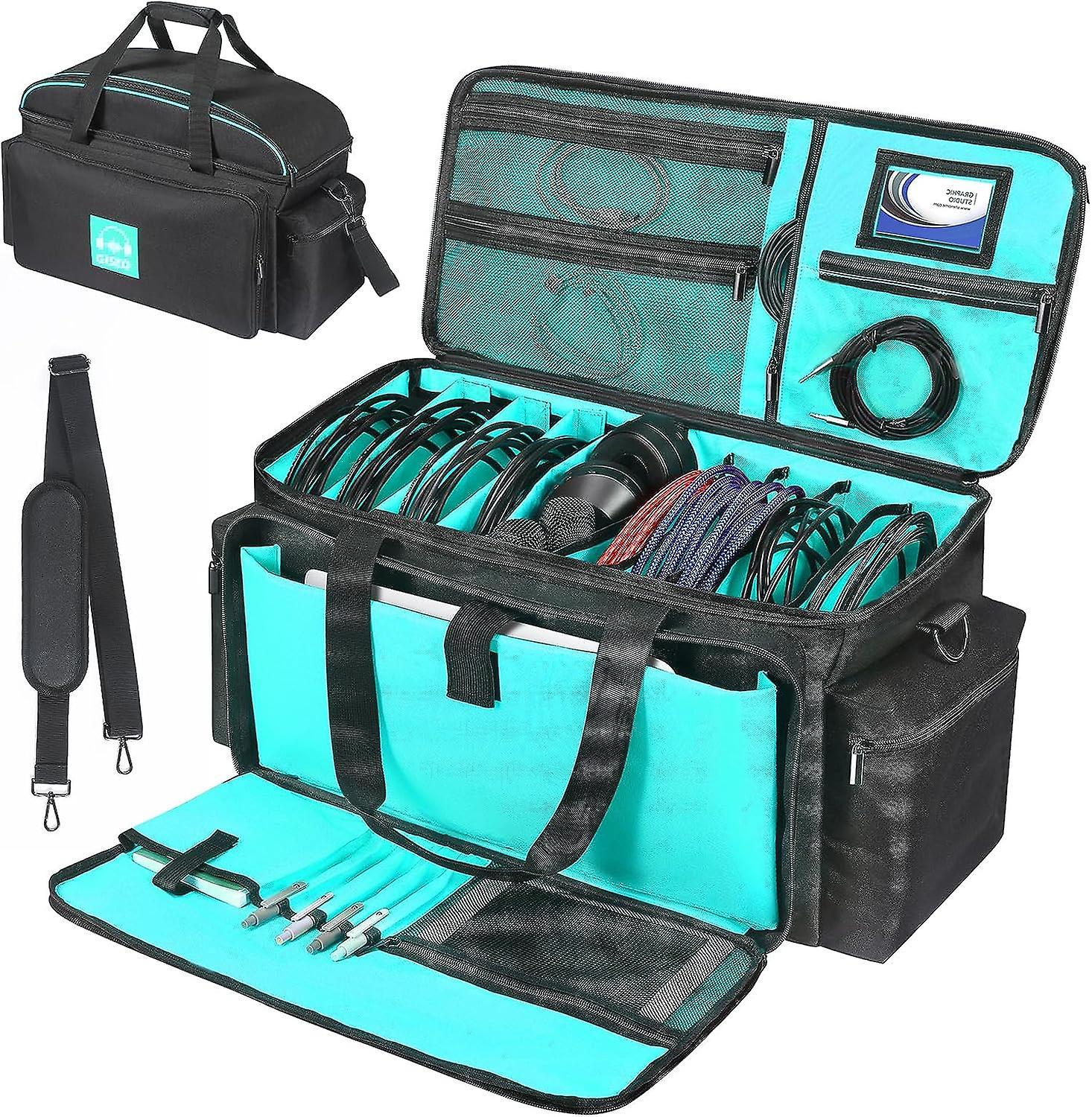 Lichifit Travel Gig Bag with Detachable Padded Bottom and Dividers for DJ Cable File Sound Equipments