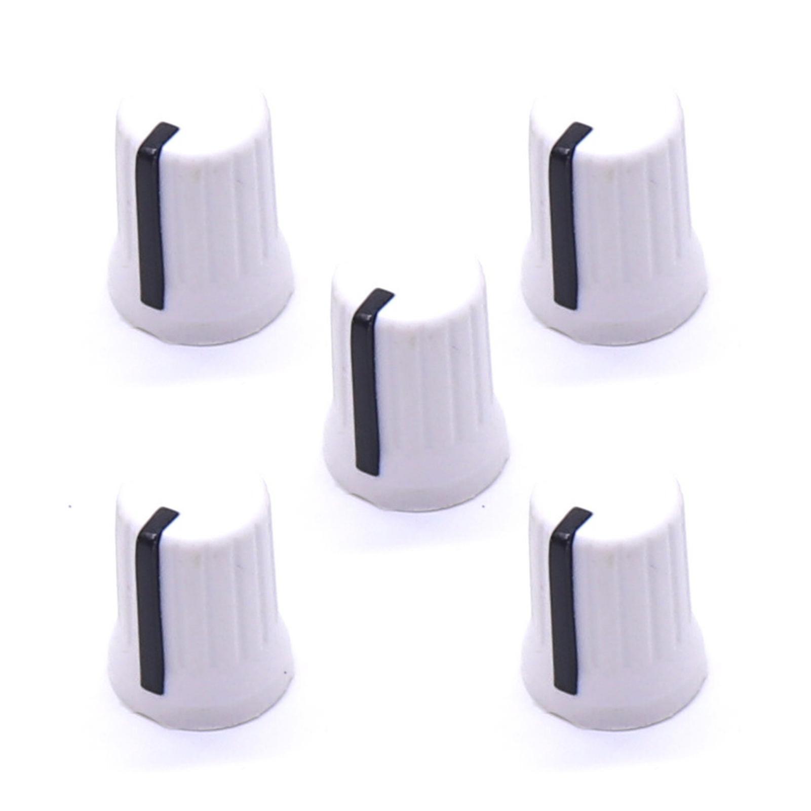 Farfi 5pcs Universal Eq Rotary Knob Replacement Wear Resistant Mini Size Simple Installation Equalizer Potentiometer Fader Knobs White