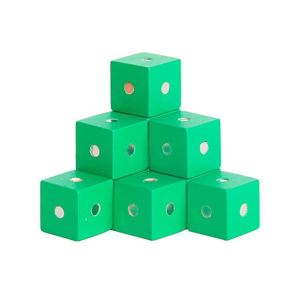 Haloppe 10Pcs Wooden Magenetic Cubic Blocks Bricks DIY Building Educational Kids Toy Green