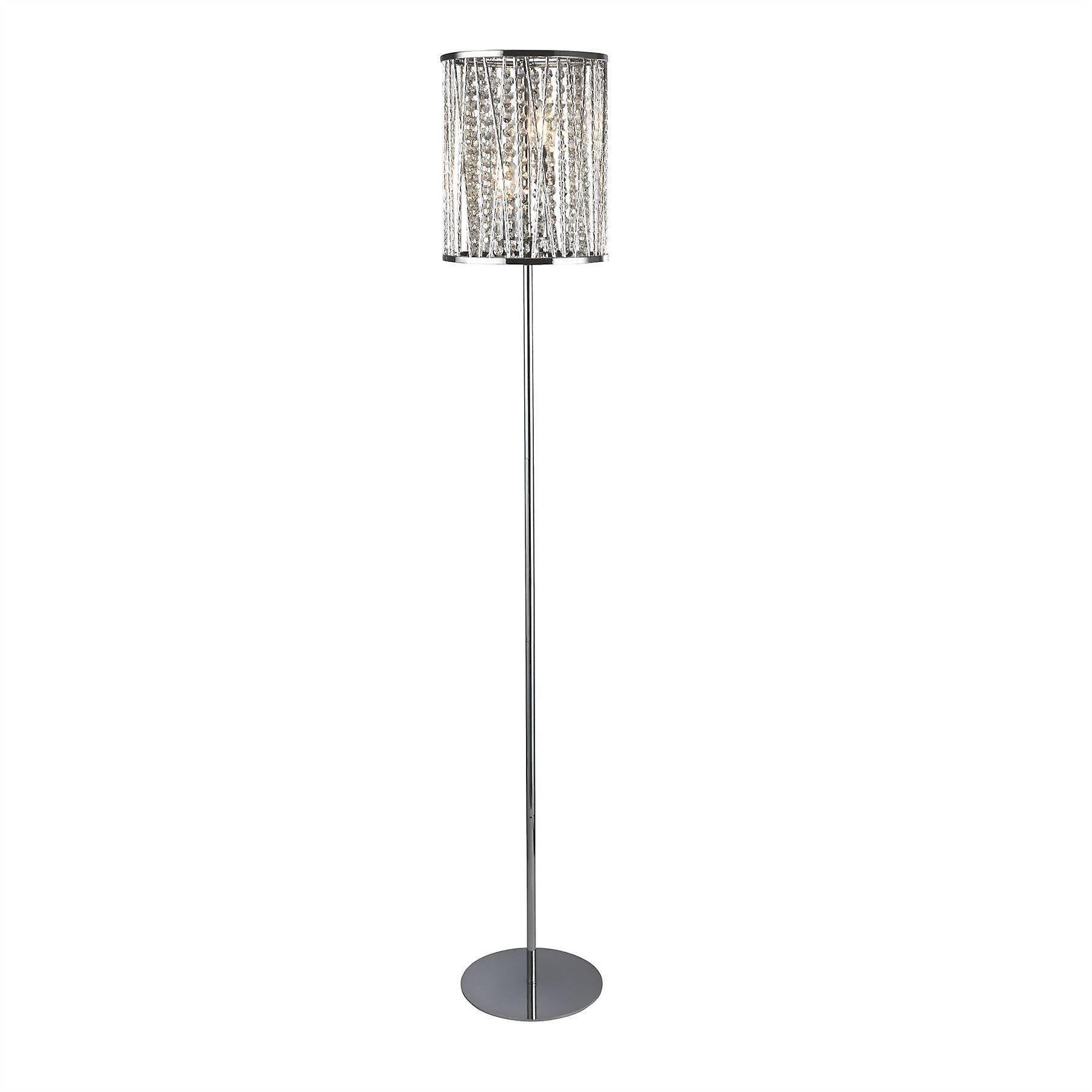 Searchlight Lighting Elise 2 Light Floor Lamp Chrome, Crystal Drops, E14