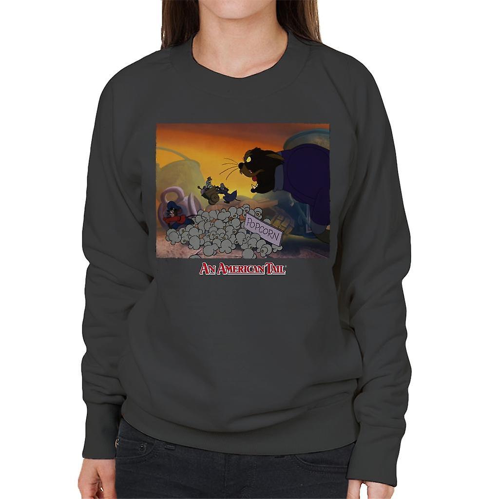 An American Tail Cossack Cat Popcorn Women's Sweatshirt Charcoal XX-Large