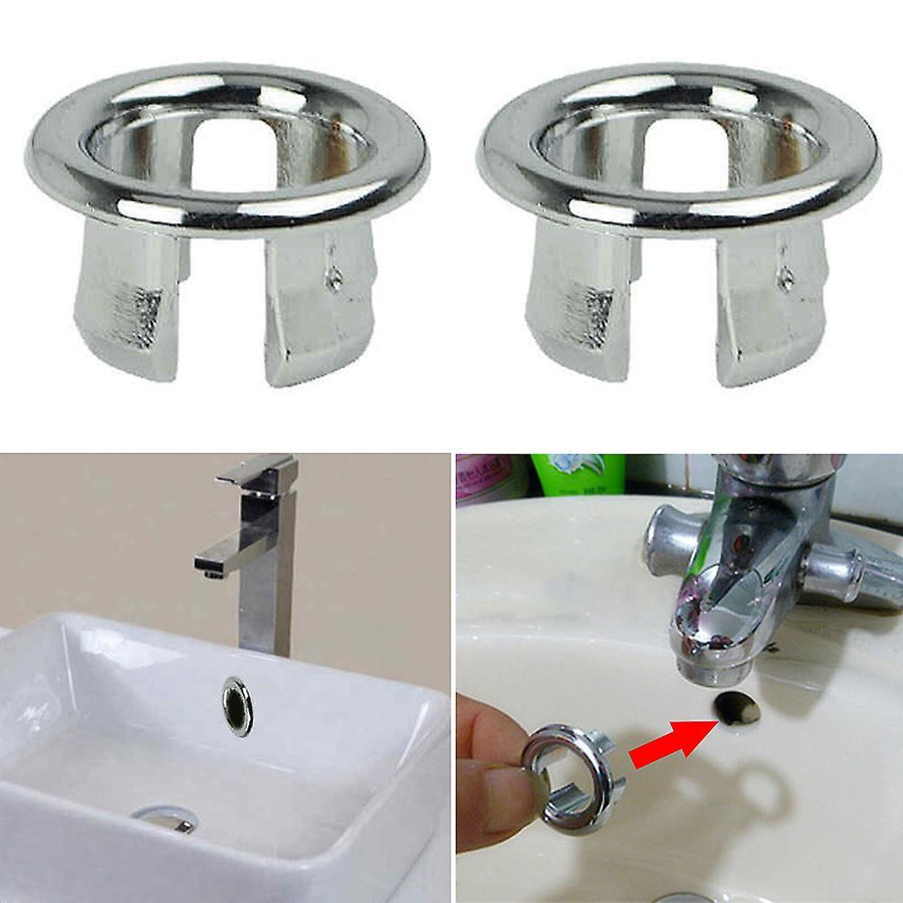 Varychmoo Bathroom Sink Basin Overflow Rings Drain Hole Caps Covers Spare 2PCS