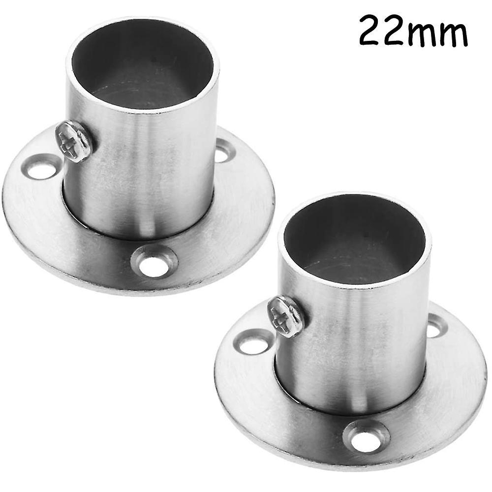 Forever 22mm 2 Pieces Stainless Steel Round Tube Bracket, Rod Flange Set, Wardrobe Rod Holder, Clothes Rail Rod Holder, Tie Rod End Bracket With Sc...