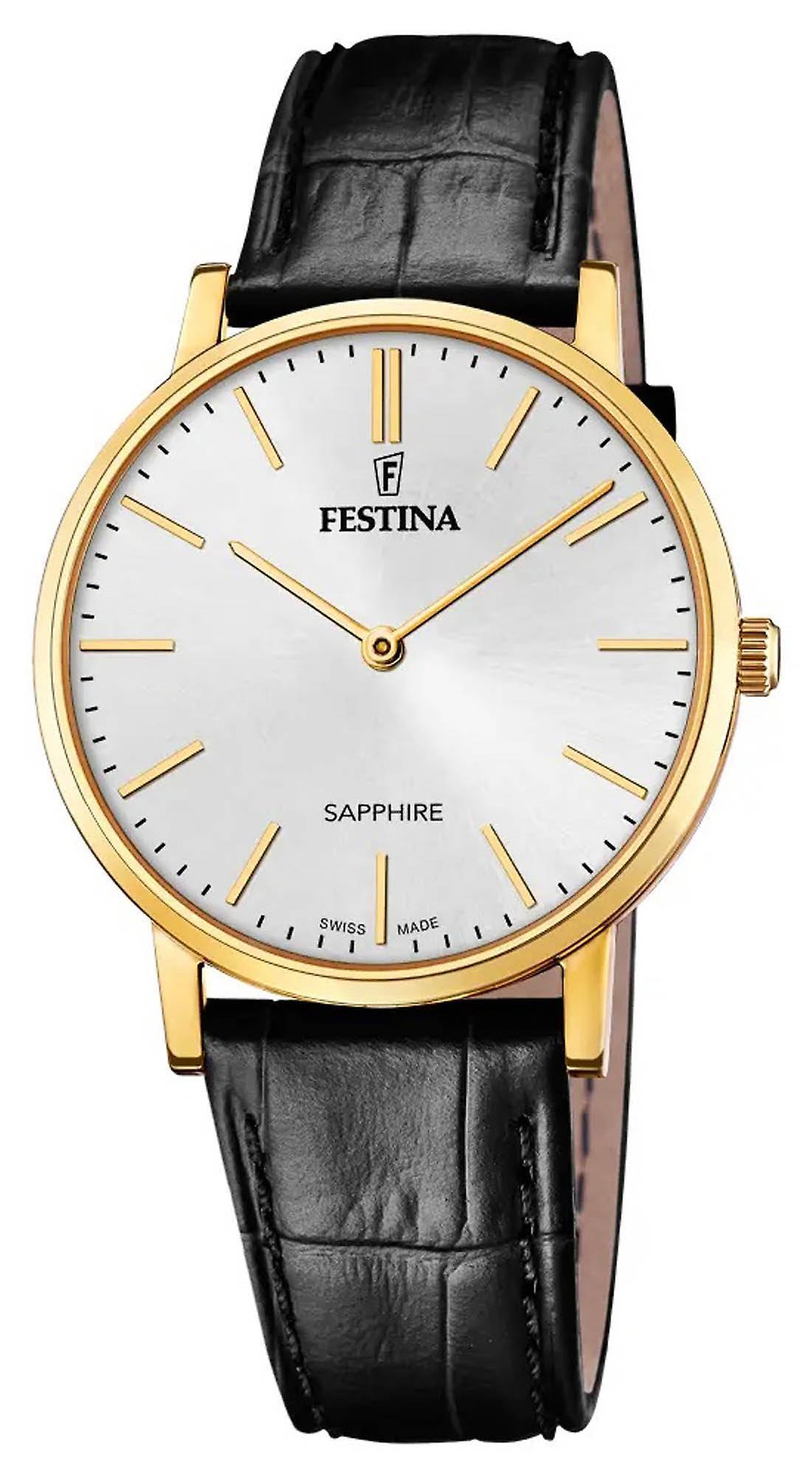 Festina swiss made watch for Analog Quartz Men with Cowhide Bracelet F20016/1