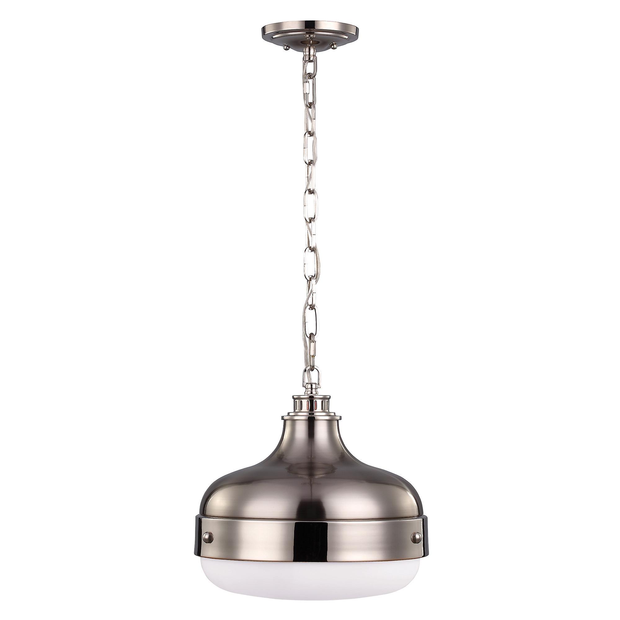 Cadence 2 Light Dome Ceiling Pendant Polished Nickel Brushed Steel E27