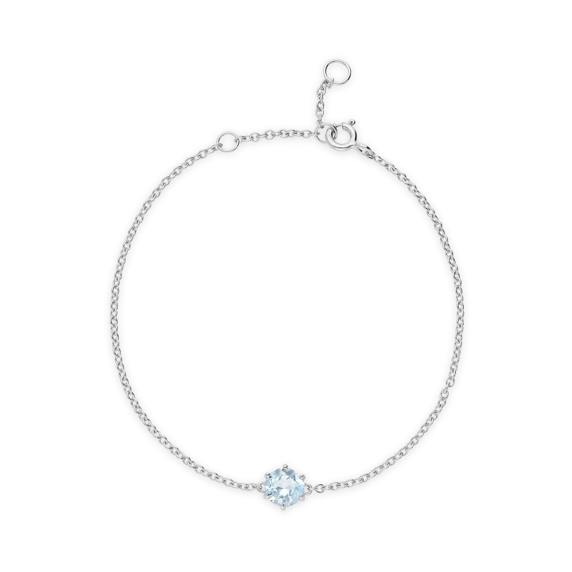 Gemondo Classic Round Blue Topaz 6 Claw Set Single Stone Bracelet In 925 Sterling Silver 270L010801925 One Size