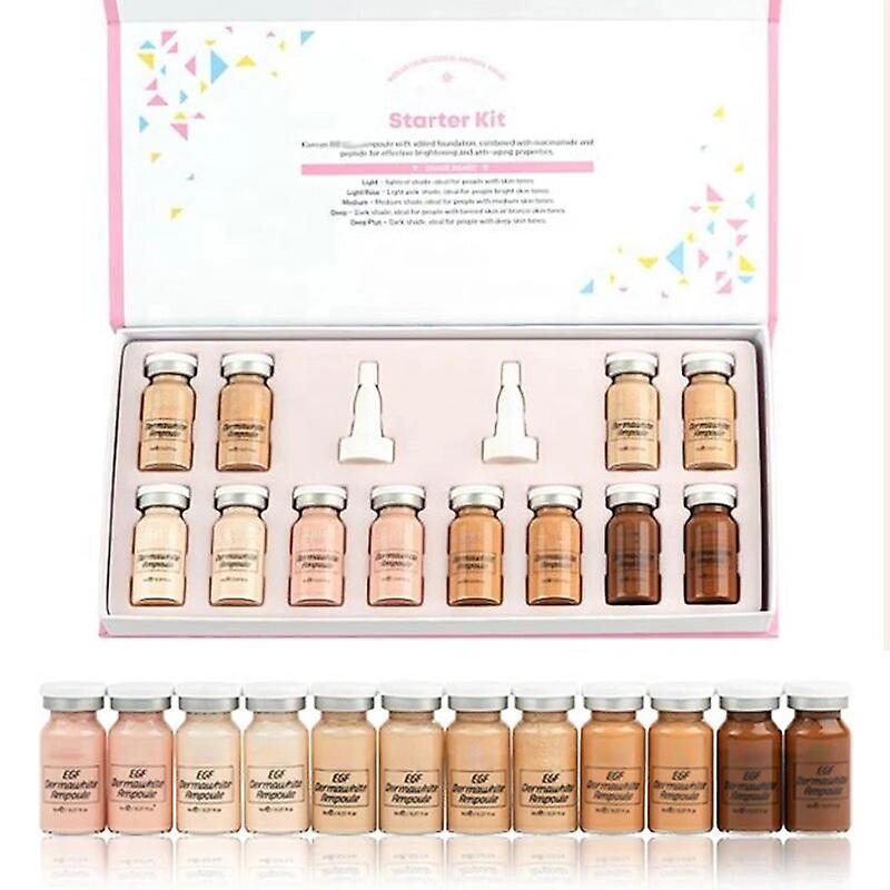 Ninesun 8ml BB Cream Glow Serum Ampoule Starter mix Kit with add foundation with niacinamide/peptide for effective brightening anti-agin 12 Liquid ...