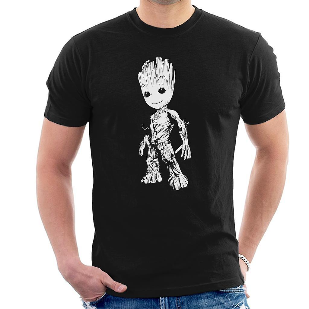 Marvel Guardians Of The Galaxy Vol 2 Groot Black And White Men's T-Shirt Large