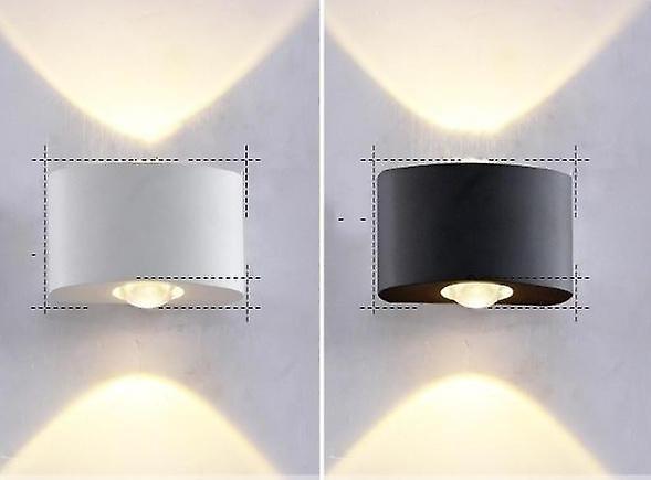 Slowmoose Waterproof Cob Led  Aluminum Wall Lamp, With Up Down Lights Black body 2W / Cool white