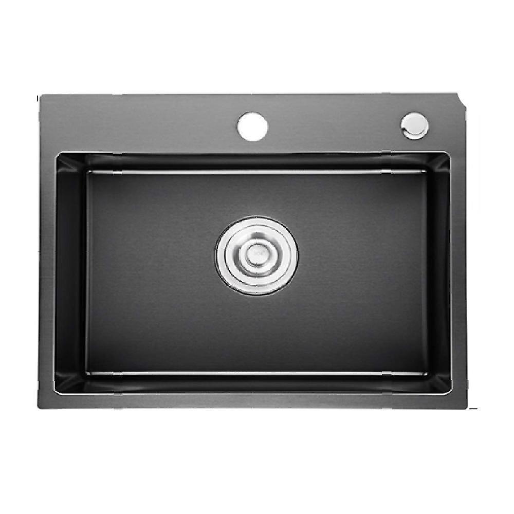 Slowmoose Kitchen Sink Basin, Single Rectangular Stainless Steel, Drain Basket And Pip B 550X450 Above