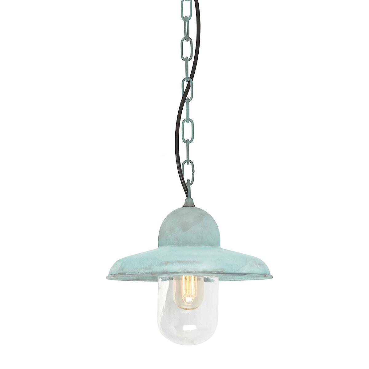 Somerton 1 Light Outdoor Ceiling Chain Lantern Verdigris IP44 E27