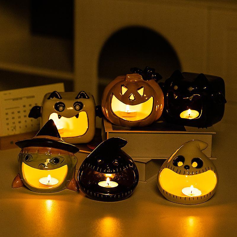 Jielin Pumpkin Candle Holder, Ceramic Pumpkin Tea Light Holders Halloween Pumpkin Candle Holder Ghost white