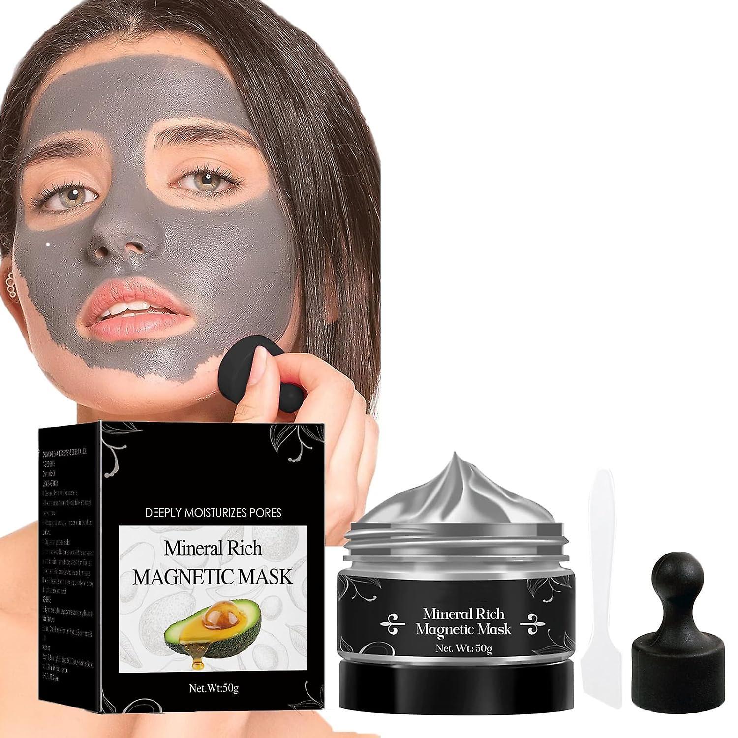 Frusde Mineral Rich Magnetic Mask, Facial Mask Magnetic Kit, Moisturizing Magnetic Peel Off Face Mask, Deep Pore Cleaning Blackhead Remover 1pcs