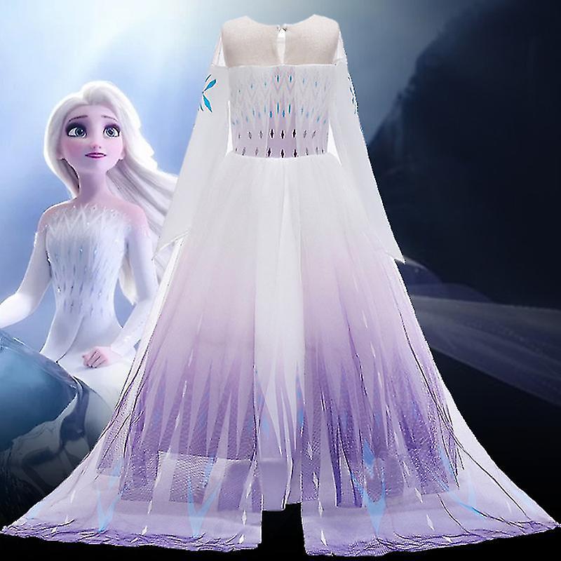 Shznv Frozen 2 Queen Elsa Princess Cosplay Gradient Costume Kids Girls Party Fancy Dress Performance Purple 4-5 Years