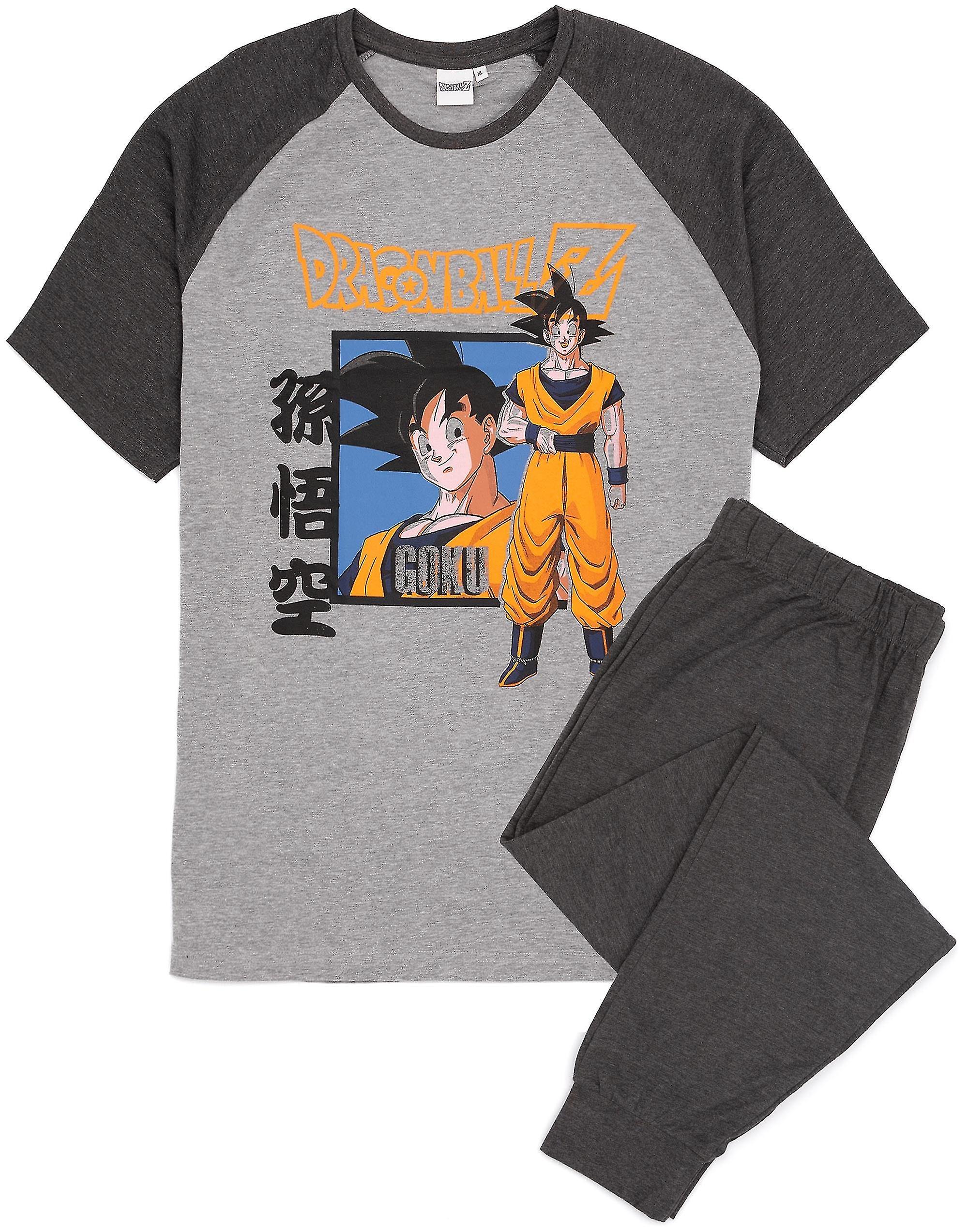 Hcankcan Dragon Ball Z Mens Short Sleeve Long Leg Pyjama Set Grey Goku