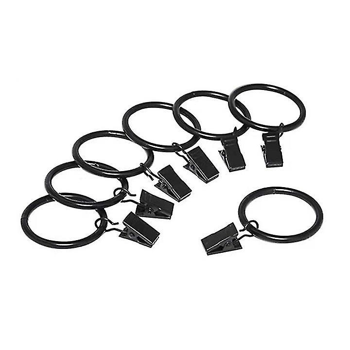 Zhenv 30pcs Curtain Rings With Clips Metal Curtain Rings For Curtains Curtain Clip Rings Black