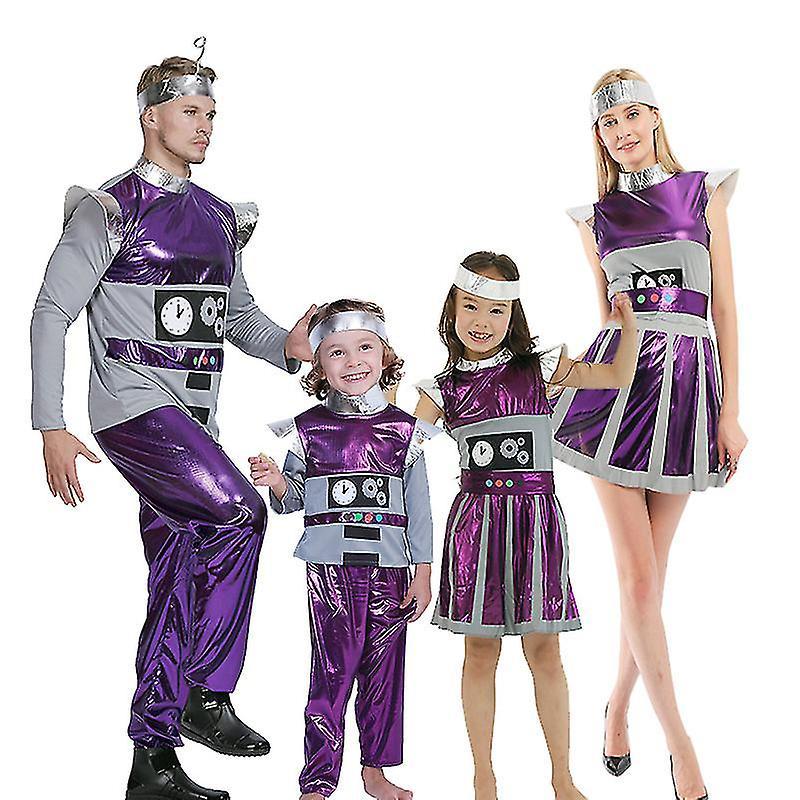 Purple Alien Costume Set Robot Cosplay Halloween Carnival Party Fancy Dress Boy XL