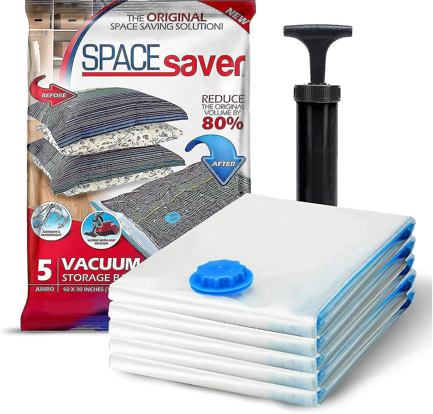 Sunset Spacesaver Premium Vacuum Storage Bags. 80% More Storage, Hand-pump For Travel, Vacuum Sealer Bag With Double-zip Seal And Triple Seal Turbo...